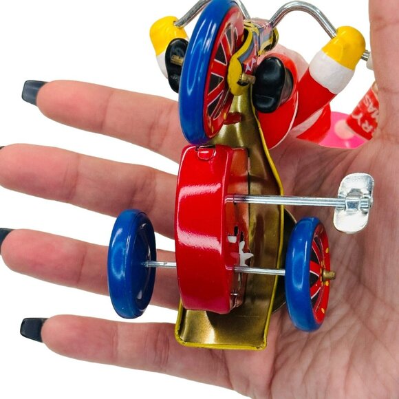 Vintage Christmas Tin Wind-up Santa on Tricycle with a Balloon ~ Works! Korea - Picture 14 of 15